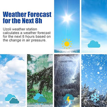 Load image into Gallery viewer, Uzoli EM3567 Weather Station with 3 Sensors 6.5” Large Display Home Weather Stations Wireless Indoor Outdoor Thermometer with Atomic Clock Temperature Humidity Weather Forecast
