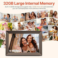 Load image into Gallery viewer, Frameo 10.1" Digital Picture Frame with 32GB Memory Wood WiFi Electronic Photo Frame 1280 x 800 IPS Touch Screen Auto-Rotate Slideshow Wall Mountable Share Photos/Video Remotely Anywhere