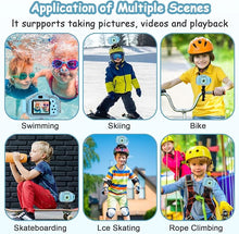 Load image into Gallery viewer, Agoigo Kids Waterproof Camera Toys for 3-12 Year Old Boys Girls Christmas Birthday Gifts Underwater Sports HD Children Digital Action Camera 2 Inch Screen with 32GB Card (Blue)