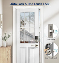 Load image into Gallery viewer, Veise Fingerprint Smart Locks for Front Door with 2 Lever Handle Set, App Control, Keyless Entry, Electronic Digital Keypad Deadbolt, Auto Lock, Waterproof, Easy to Install, Satin Nickel
