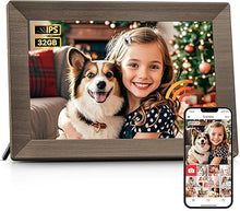 Load image into Gallery viewer, Frameo 10.1" Digital Picture Frame, Gray Wood Smart WiFi Digital Photo Frame with 1280x800 HD IPS Touch Screen 32GB Memory Auto-Rotate Wall Mounted Slideshow, Share Photos/Videos from Phone Remotely