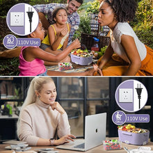 Load image into Gallery viewer, Electric Lunch Box, 3 in 1 Heated Lunch Box for Adults, Portable Heating Lunch Boxes for Car/Truck/Work/Home with 1.5L Removable Stainless Steel Container, 110V 24V 12V, Light Purple
