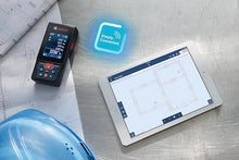 Load image into Gallery viewer, BOSCH GLM400CL 400 Ft Blaze Outdoor Connected Laser Measure, Includes 1.0 Ah 3.7V Lithium-Ion Battery & Charger, Micro USB Cable, Hand Strap, & Pouch