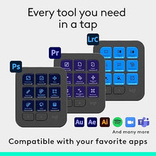 Load image into Gallery viewer, Logitech MX Creative Console - 9 Customizable LCD Keys, Control Dial for Graphic Design, Video Editing, Control Adobe, Zoom, Spotify and More - Graphite, with 3-Month Adobe Creative Cloud Membership