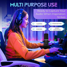 Load image into Gallery viewer, SoundBeast Firebird USB Microphone - with Volume Control, Noise Reduction Mode, RGB Lighting, Headphone Jack - for Gaming, Podcasting, Singing, Video Production, & More - for Computers