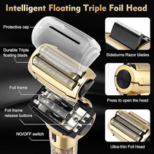 Load image into Gallery viewer, Professional Hair Clippers for Man,Electric Shavers Razor T-Blade Hair Trimmer, Men’s Grooming Kit Cordless Barber Trimmer Bald Shavers with 4 Guides & 3 Foil Head (Bronze)