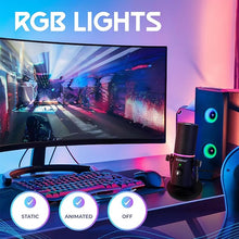 Load image into Gallery viewer, SoundBeast Firebird USB Microphone - with Volume Control, Noise Reduction Mode, RGB Lighting, Headphone Jack - for Gaming, Podcasting, Singing, Video Production, & More - for Computers