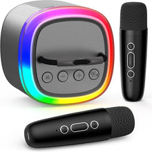 Load image into Gallery viewer, JYX Mini Karaoke Machine for Kids, Portable Bluetooth Karaoke Speaker Unpowered Cabinets with 2 Wireless Microphones and Party Lights and Adults, Birthday Gifts for Girls Boys Family Party(Dark Gray)