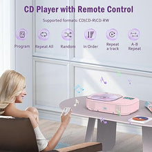 Load image into Gallery viewer, Portable CD Player with Bluetooth 5.3 Transmitter, Rechargeable CD Player with Speakers, Anti-Skip CD Players for Home with FM Radio, LCD Display, Dual Stereo, Support AUX/USB, Kids CD Player, Gifts