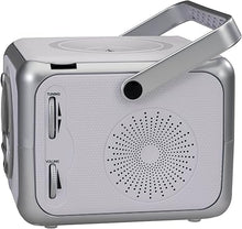 Load image into Gallery viewer, Jensen CD-555 White/Silver CD Bluetooth Boombox Portable Bluetooth Music System with CD Player +CD-R/RW & FM Radio with Aux-in & Headphone Jack Line-In