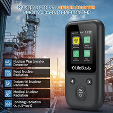 Load image into Gallery viewer, LifeBasis Geiger Counter Nuclear Radiation Detector, Radiation Dosimeter with TFT Display and Smart Alert Rechargeable Beta Gamma X-ray Radiation Monitor - with Lanyard and Bracket, Gloss Black