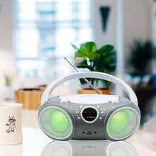 Load image into Gallery viewer, SINGING WOOD 030BTL CD/CD-R/CD-RW Boombox Portable/w Bluetooth, USB, AM/FM Radio, AUX-Input, Headset Jack, Foldable Carrying Handle and LED Light (Space Grey)