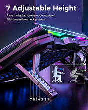 Load image into Gallery viewer, AICHESON Gaming Laptop Cooling Pad with 8 Fans, RGB Computer Stand for 15.6-17.3 Inch Notebook with 7 Height Slots, 2 USB Ports, AA3
