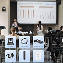 Load image into Gallery viewer, 20X Optical Zoom PTZ Camera HDMI IP Live Streaming SDI USB3.0 1080P 60fps PoE Supports for Church Services Worship Education Video Conference with OBS vMix Wirecast Zoom Skype and More