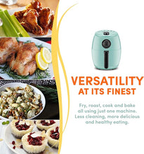 Load image into Gallery viewer, Elite Gourmet EAF-0201BL Personal 2.1 Qt. Compact Space Saving Electric Hot Air Fryer Oil-Less Healthy Cooker, Timer & Temperature Controls, 1000W, Quart, Mint