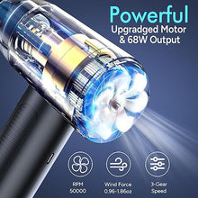 Load image into Gallery viewer, Electric Compressed Air Duster & Vacuum 2 in 1, Dust Air Blower for Electronics Computers PC Keyboard Handheld Cordless Vacuum Cleaner - 3 Gear 50000RPM 6000mAh Rechargeable with Display