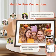 Load image into Gallery viewer, Frameo 10.1" Wood WiFi Digital Picture Frame with 32GB Memory, 1280 x 800 IPS HD Touch Screen Electronic Photo Frame, Auto-Rotate, Slideshow, Wall Mountable, Share Photos/Video Remotely Anywhere