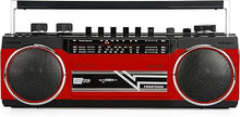 Load image into Gallery viewer, Riptunes Cassette Boombox, Retro Blueooth Boombox, Cassette Player and Recorder, AM/FM/SW-1-SW2 Radio-4-Band Radio, USB, and SD, RED