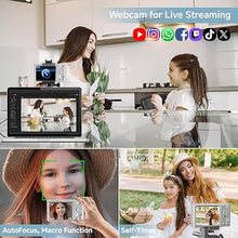 Load image into Gallery viewer, Digital Camera 2024 4K 44MP Digital Cameras for Teens, Silver Digital Point and Shoot Camera for Kids with 16X Zoom, 64GB SD Card, Compact Small Camera for Boys Girls Teens Kids Gift