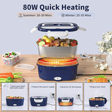 Load image into Gallery viewer, Electric Lunch Box for Adults, 3 in 1 Portable Heated Lunch Box for Car/Truck/Work, Heating Lunch Box with 1.5L Removable Stainless Steel Container, 110V 24V 12V, 80W-60W