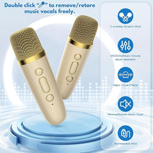 Load image into Gallery viewer, JYX Mini Karaoke Machine for Kids, Portable Bluetooth Karaoke Speaker Unpowered Cabinets with 2 Wireless Microphones and Party Lights for Adults, Birthday Gifts for Girls Boys Family Home Party(Beige)