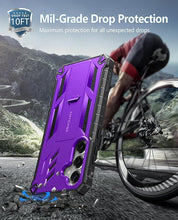 Load image into Gallery viewer, FNTCASE for Samsung Galaxy S25 Case: for Galaxy S24 Case Military Grade DropProof Protection Cover with Kickstand | Matte Textured Rugged Shockproof | Protective Sturdy Phone Case - 6.2 inch Purple