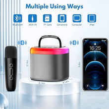 Load image into Gallery viewer, JYX Mini Karaoke Machine for Kids, Portable Bluetooth Karaoke Speaker Unpowered Cabinets with 2 Wireless Microphones and Party Lights and Adults, Birthday Gifts for Girls Boys Family Party(Dark Gray)