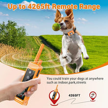 Load image into Gallery viewer, Shock Collar for Dogs - 4265ft Waterproof Training Collar with Flashing Light for Small Medium Large Dogs with Rechargeable Remote, Beep (1-8), Vibration(1-16), Safe Shock(1-99) (Orange)