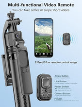 Load image into Gallery viewer, 64'' Auto Face Tracking Tripod 360 Rotation with Stand, Handheld Stabilization, Aluminum Quadrapod Selfie Stick Phone Tripod with Remote Compatible with iPhone, Android for TikTok, Live Streaming