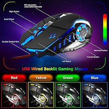 Load image into Gallery viewer, FELiCON Wired Game Keyboard and Mouse Combo, RGB LED Backlit Mechanical Feel Keyboard with Hand Rest Phone Holder,and 6 Button 3200 DPI Mice and Large RGB Mouse Pad for Computer Gamer Office