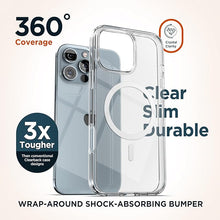 Load image into Gallery viewer, ENCASED Magnetic Case with Grip for iPhone 16 PRO (2024) Compatible with MagSafe | Includes Removable Phone Holder Silicone Loop (Crystal Clear)