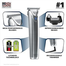 Load image into Gallery viewer, Wahl USA Stainless Steel Lithium Ion 2.0+ Beard Trimmer for Men - Electric Shaver & Nose Ear Trimmer - Rechargeable All in One Men's Grooming Kit - Model 9864SS