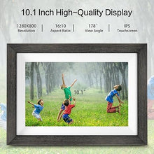 Load image into Gallery viewer, Frameo Digital Photo Frame,10.1 Inch WiFi Smart Digital Picture Frame with HD IPS Touch Screen,Auto-Rotate,Send Pictures from Anywhere via Frameo APP(Wood Effect)