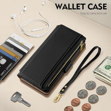Load image into Gallery viewer, Antsturdy Compatible with Samsung Galaxy S25 Ultra Wallet Case with Card Holder,PU Leather Phone Case Flip Protective Cover RFID Blocking Wrist Strap Credit Card Slots Kickstand Men Women,Black