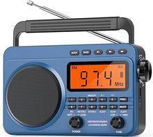 Load image into Gallery viewer, Digital AM FM Shortwave Radio with Best Reception,4000mAh Rechargeable Portable Radio with NOAA Weather Alert, Big Speaker, Digital Tuner and Stereo Earphone,Support Micro SD Card and USB MP3 Player