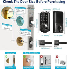 Load image into Gallery viewer, Veise Fingerprint Smart Locks for Front Door with 2 Lever Handle Set, App Control, Keyless Entry, Electronic Digital Keypad Deadbolt, Auto Lock, Waterproof, Easy to Install, Matte Black