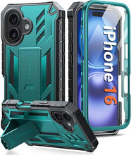 Load image into Gallery viewer, FNTCASE for iPhone 16 Phone Case: for iPhone 16 case with Kickstand Shockproof Military Grade Protective Cover - Dual Layer Full Protection Sturdy Matte Textured Drop Proof - 6.1 Inch Green
