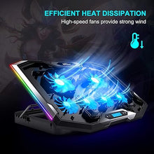 Load image into Gallery viewer, TopMate C11 Laptop Cooling Pad RGB Gaming Notebook Cooler, Laptop Fan Stand Adjustable Height with 6 Quiet Fans and Phone Holder, Computer Chill Mat, for 15.6-17.3 Inch Laptops - Blue LED Light