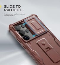 Load image into Gallery viewer, Dexnor for Samsung Galaxy S25 Ultra Case with Built-in Slide Camera Cover & Screen Protector & Kickstand,Heavy-Duty Shockproof Rugged Case Full-Body Bumper Cover for Galaxy S25 Ultra(2025),Maroon Red