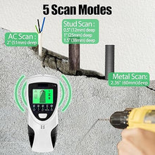 Load image into Gallery viewer, Sutekus Stud Finder Wall Scanner 5 in 1 Electronic Stud Detector with LCD Display and Audio Alarm Stud Sensor Beam Finders for Wood Metal Studs and AC Wire Detection