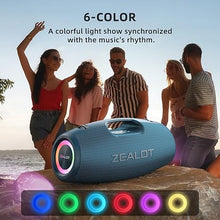 Load image into Gallery viewer, ZEALOT Bluetooth Speaker,120W Wireless Speaker with Booming Bass,IP67 Waterproof Speaker with LED Light, PowerBank,Bluetooth 5.2, Loud Bluetooth Speaker for Camping,Beach,Gifts(Blue)