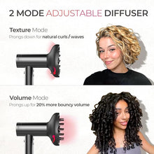Load image into Gallery viewer, TYMO Diffuser Hair Dryer for Women - 1500W Professional High Speed Ionic Blow Dryer with Comb, 110,000RPM Fast Drying with Brushless Motor, 4 Temps & 3 Speeds, Low Noise, 8 Ft Cord, Metal Gray