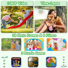 Load image into Gallery viewer, Agoigo Kids Waterproof Camera Toys for 3-12 Year Old Boys Girls Christmas Birthday Gifts HD Children's Digital Action Camera Child Underwater Sports Camera 2Inch Screen with 32GB Card (Green)