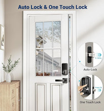 Load image into Gallery viewer, Veise Fingerprint Smart Locks for Front Door with 2 Lever Handle Set, App Control, Keyless Entry, Electronic Digital Keypad Deadbolt, Auto Lock, Waterproof, Easy to Install, Matte Black