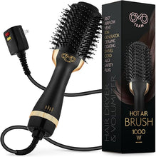 Load image into Gallery viewer, Professional Blowout Hair Dryer Brush, Black Gold Dryer and Volumizer, Hot Air Brush for Women, 75MM Oval Shape (Black Gold)