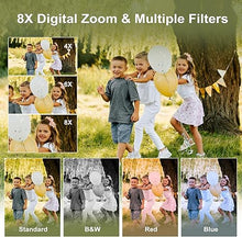 Load image into Gallery viewer, Digital Camera FHD 1080P Video Camera Kids, 56M Compact Kids Digital Camera with 32GB Memory Card,2 Batteries-Orange-White