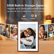 Load image into Gallery viewer, Digital Picture Frame, 10.1'' Frameo Digital Frame Wifi, 32GB Memory, 1280*800 HD Touch Screen Digital Photo Frame, Wall Mountable, Share Instantly, Birthday Gifts for Women, Mom Gift, Chocolate Brown