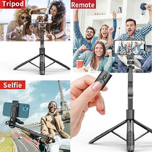 Load image into Gallery viewer, Selfie Stick for iPhone 60" Selfie Stick Tripod with Remote/Travel Tripod for iPhone/Selfie Stick with Phone Stand, Portable&Lightweight Aluminum Cell Phone Stand Small Tripod for Camera,Light,Webcam