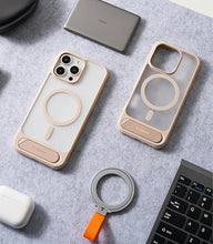 Load image into Gallery viewer, TORRAS Strong Magnetic & Seamless Stand for iPhone 16 Pro Case, Fit for MagSafe, 4X Military Grade Drop Tested Kickstand Protective Phone Case for iPhone 16 Pro 6.3", Desert Titanium, Rose Pink Gold