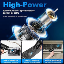 Load image into Gallery viewer, Compressed Air Duster-3 Gear Adjustable 100000RPM Electric Air Duster with LED Light, Rechargeable Cordless Air Blower for Keyboard Electric Devices Cleaning. Replaces Compressed Air Cans (Black)